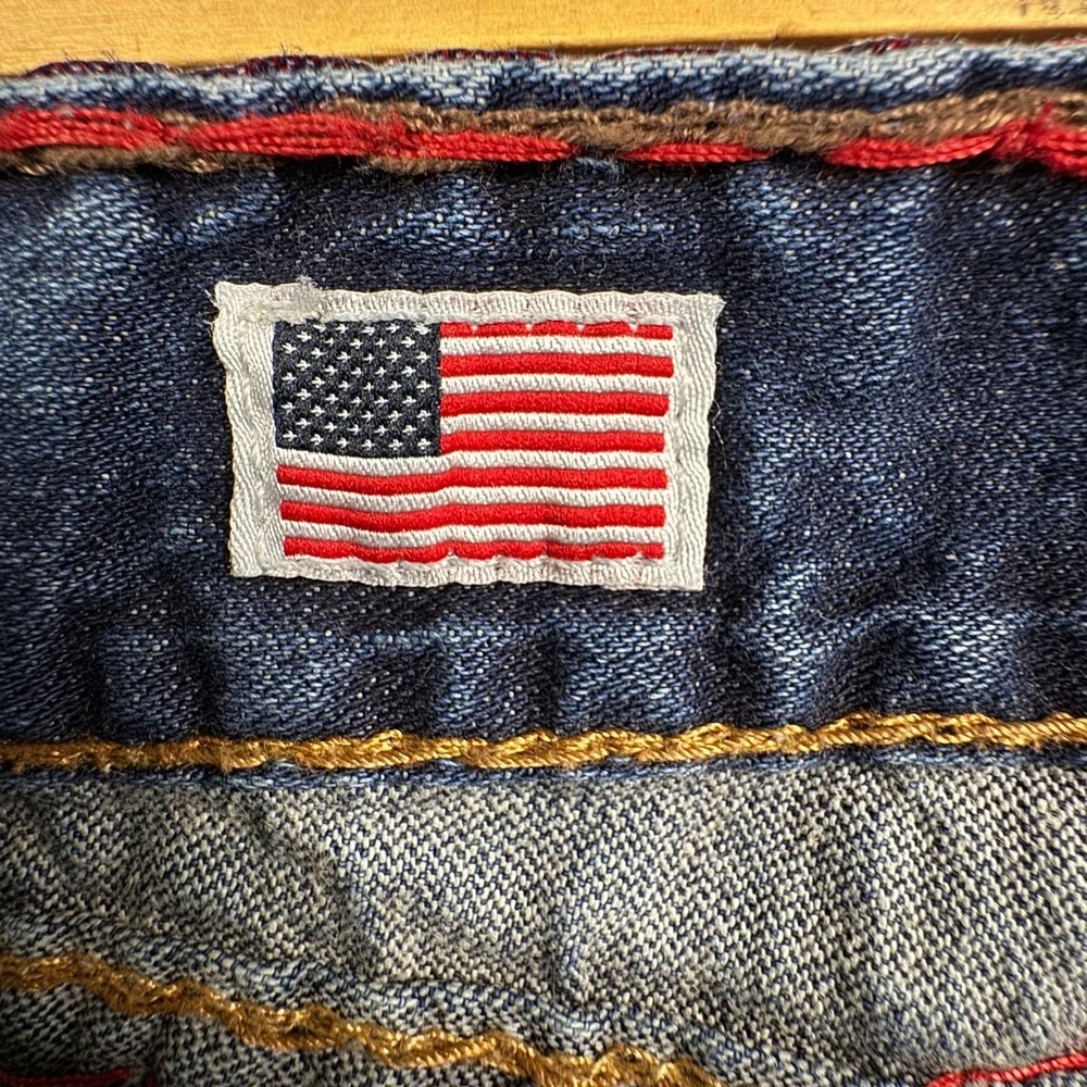 True Religion Billy Super T Mens Blue Straight Leg Jeans W42 x L29 Made‎ in USA